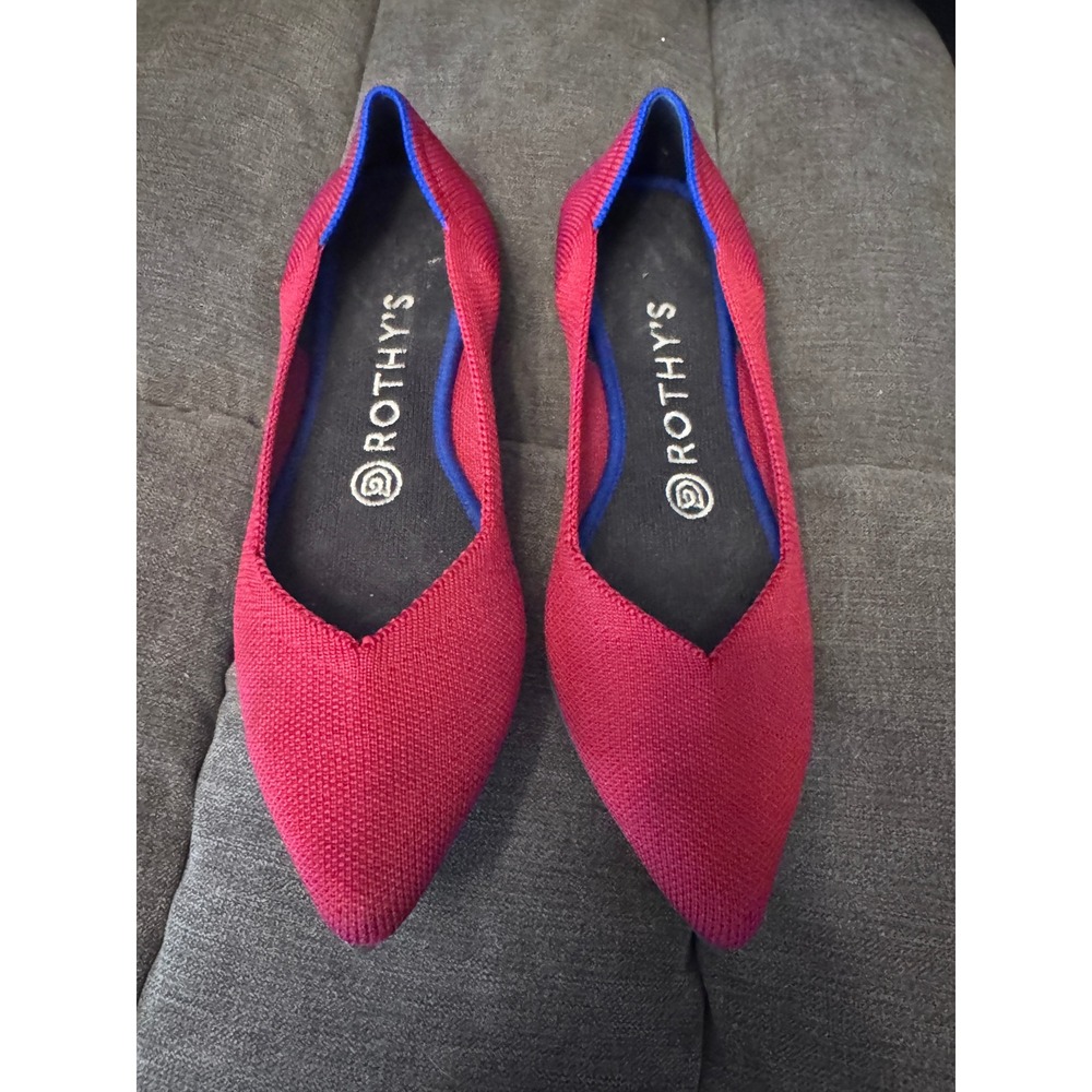 Rothy's The Point Flats- Size 7 - Red - slip on washable shoes